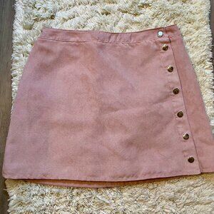 Baby Pink Suede Buttoned Short Wrap Skirt from Divided by H&M